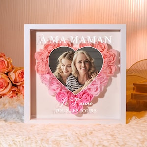Personalized Flower Shadow Box Custom Photo Heart Rose Frame Decorations Mother&#39;s Day Gift for Her