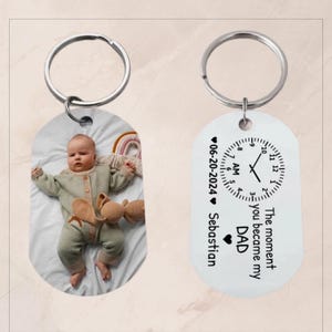 Porte-clés personnalisé Le moment où vous êtes devenu mon père/maman, cadeau personnalisé pour parents, nouveau-né, cadeau porte-clés pour papa, cadeau de fête des pères