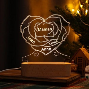 Personalized Family Flower Acrylic Night Light, Custom Name and Text Lamp Gift for Mom Mother's Day Gift 2024 zdjęcie 10