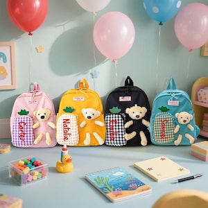 Cartable personnalisé en forme d'ours en peluche pour enfants, sac à dos pour enfants d'âge préscolaire, cartable pour tout-petits, cadeaux d'anniversaire, cadeau de rentrée scolaire, cadeaux pour filles et garçons