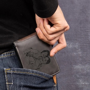 Custom Men's Photo Wallet,Wallet for Men,Picture Wallet,Name Engraved Wallet,Memory Wallet Gifts for Dad Boyfriend Husband,Father's Day Gift