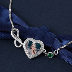 Personalized Photo Bracelet with Birthstone - Unique Gift for Her, Custom Jewelry for Mother, Daughter and Sister