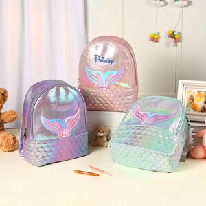 Personalised Embroidery Name Girls Mermaid Backpack,kids School Bag ...