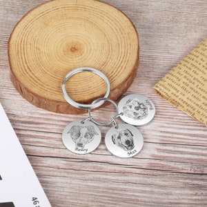 Dog Pet Portrait Keychain-Pet Lovers Memorial Gift- Dog Mom Gift-Handmade Jewelry Pet Memorial Gifts for Him-Animal Lover Handmade Gift