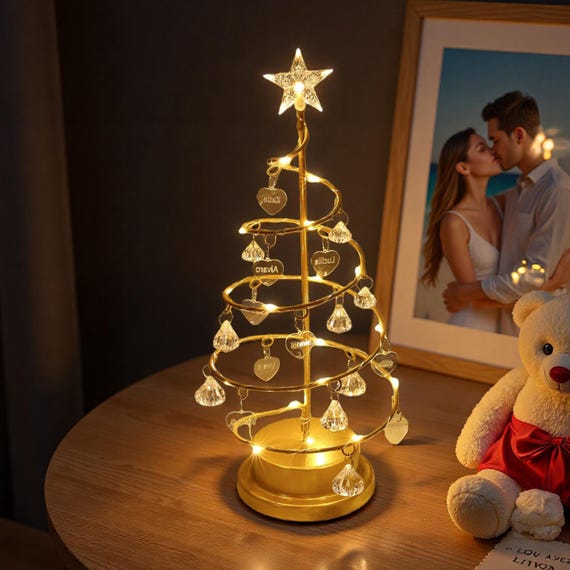 Benutzerdefinierte Weihnachtsbaum Licht, Kristall Lampe, Familien Baum Nachtlicht, gravierte Namen Weihnachten Nachtlicht, Dekoration Weihnachtsgeschenk für sie