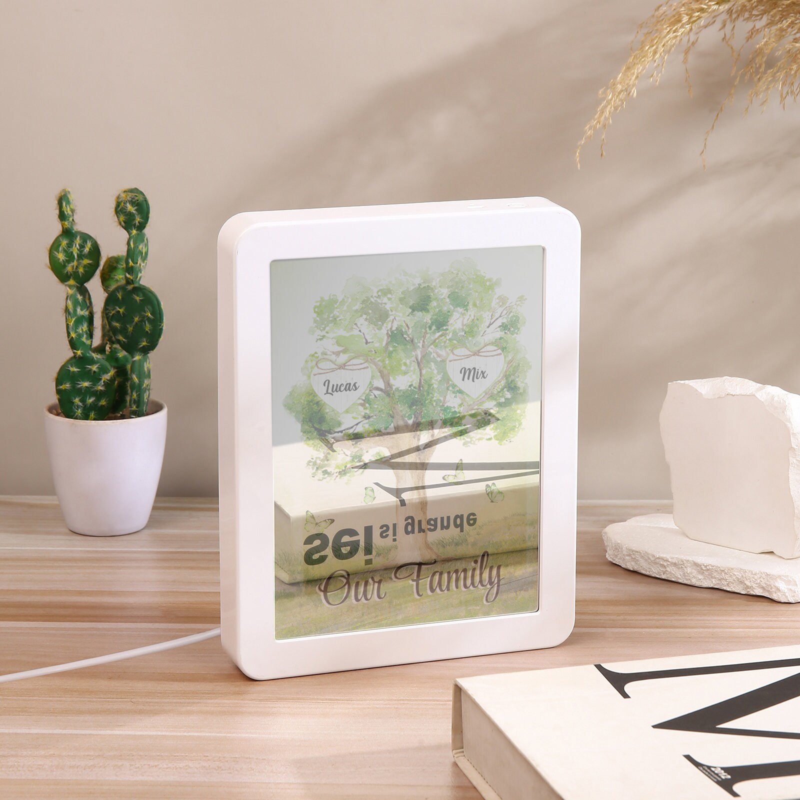 Personalized Family Tree LED Light Shadow Box,custom Night Light for ...