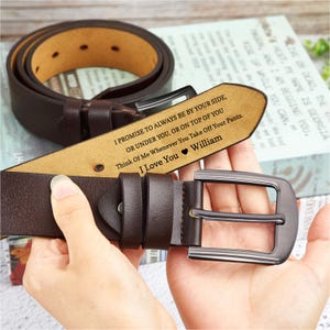 Personalized Man’s Leather Belt Custom Letters Hidden Text Gift for Him Engraved Leather Belt for Husband Anniversary Gift Father's Day Gift