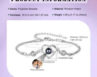 Personalized Photo Bracelet - Custom Picture Inside Projection Locket For Couples, Mom, Best Friend