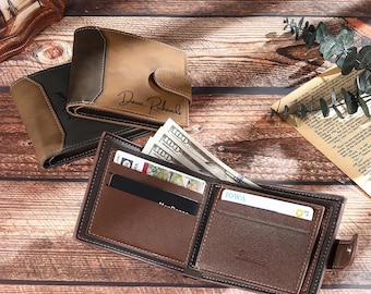 Personalized Men's Leather Wallet,Custom Name Engraved Wallet,Photo Wallet,Dad Gifts,gifts for husband,anniversary gift,Father's Day Gifts