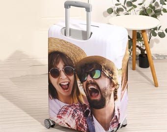 Personalized Photo Luggage Cover,Custom travel luggage cover,pet luggage cover,funny Luggage Cover,Trip Luggage protector,Honeymoon Gifts