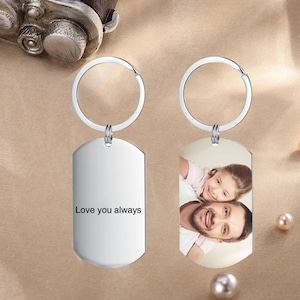Personalized Photo Keychain, Engraved Picture Keychain,Custom Special Photo And Text Keychain Gift For Family,Anniversary Boyfriend Gift