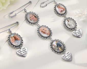 Custom Bridal Bouquet Charm,Flower Bouquet Photo Charm,Wedding Memorial Keepsake,Memory Remembrance Pin,Wedding Memorial Gifts