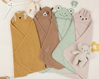 Benutzerdefinierte Baby Kapuzenhandtuch, gestickter Name Baumwollbad Wrap, Baby Kapuzenhandtuch, Baby-Dusche-Geschenk, Neugeborenen Andenken