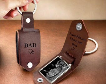 Custom Men’s Leather Keychain,Metal Photo Keychain,Engraving Keychain,Leather Key Ring,Anniversary Gift,Gift for Men,Father&#39;s Day Gifts
