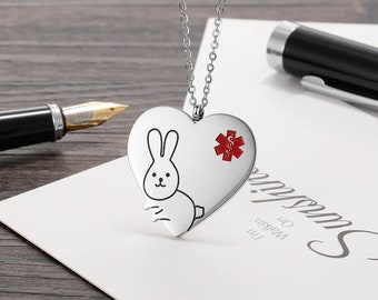 Medical Alert Necklace for Kids- Cute Animal Necklace for  Children- Custom Kids Children Emergency/Id Necklace