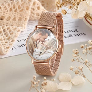 Custom Engraved Photo Watch for Women,Personalized Photo Watch, Engraved text watch,Watch Gift for Mom, Girlfriend, Wife