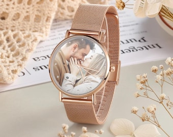 Custom Engraved Photo Watch for Women,Personalized Photo Watch, Engraved text watch,Watch Gift for Mom, Girlfriend, Wife