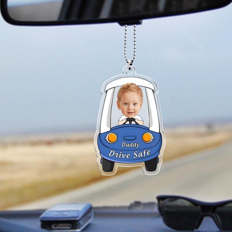Personalized Acrylic Car Hanger, Drive Safe Daddy Acrylic Car Hanging, New Dad Gift, 1st Fathers Day Gift For Him, Gift for Husband/Father image 14