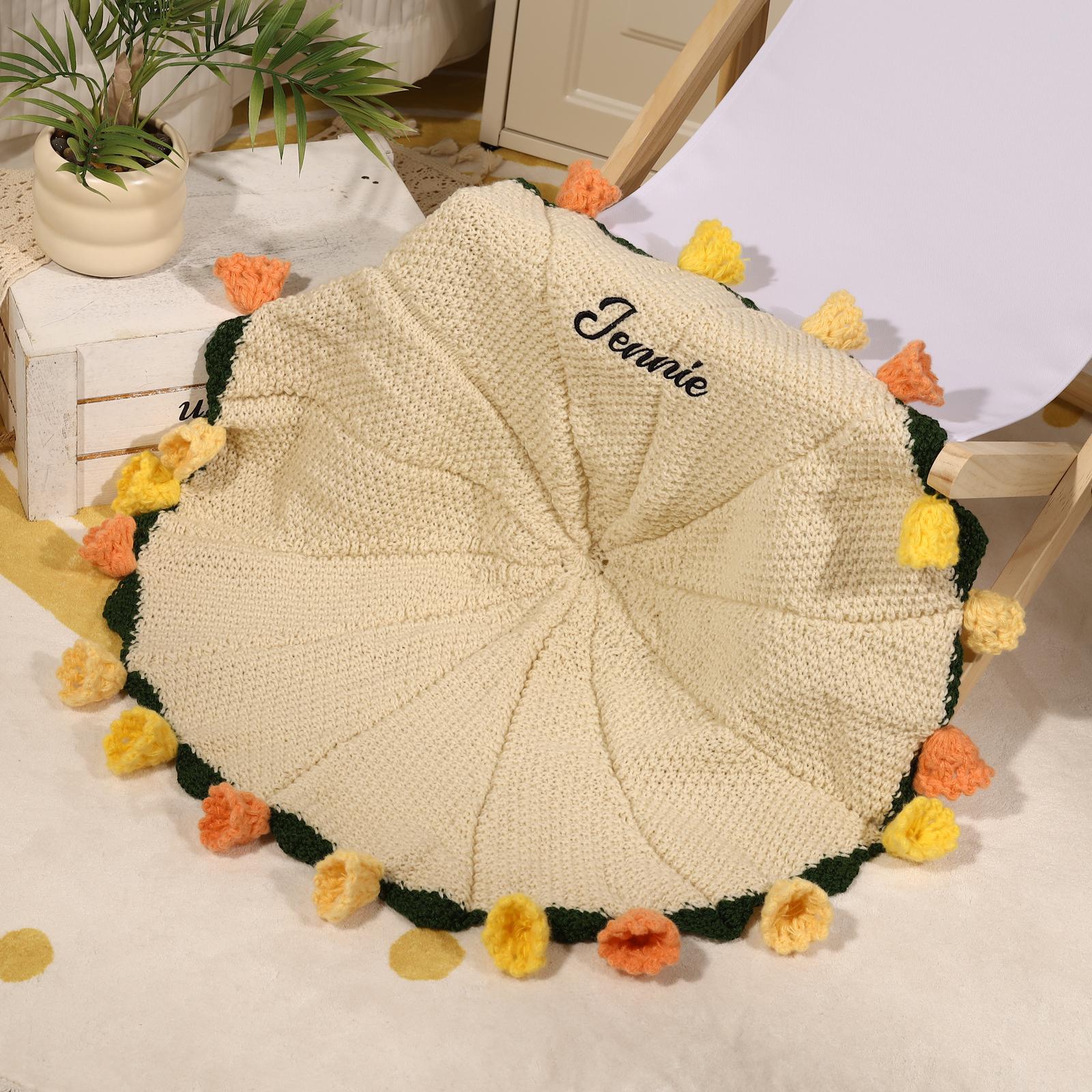 かぎ針編みのバラのブランケット、手作りのブランケット、かぎ針編みの