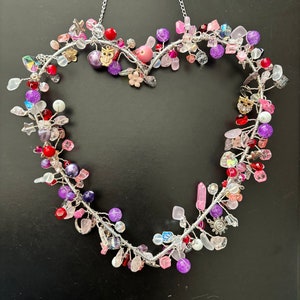 Pink Charm and Semi Precious Stone Heart