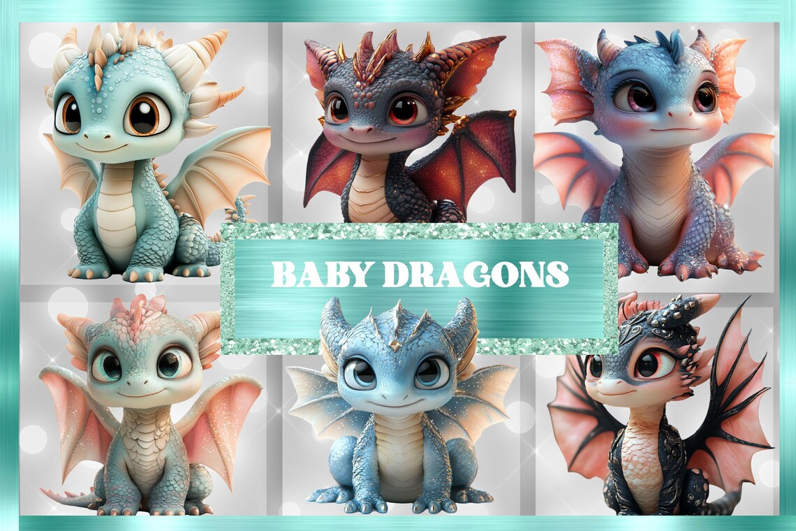 Baby Dragons Clipart PNG | Cute Fantasy Dragon Graphics for Kids ...