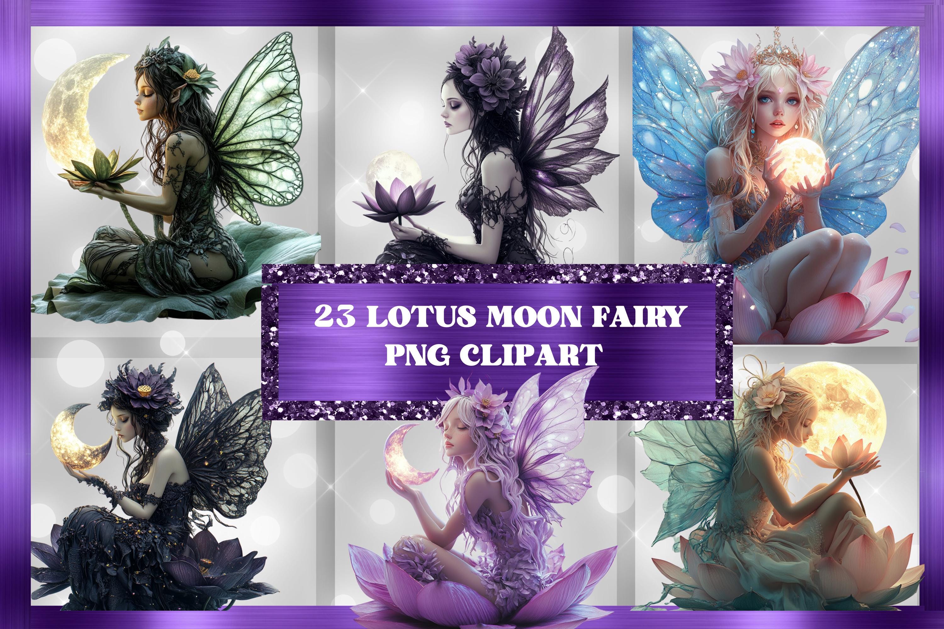 Lotus Moon Fairy Clipart PNG | Ethereal Fantasy Art | Celestial Spirit ...