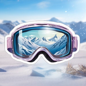 Pink Ski Goggles Sticker - Compact Vinyl Decal for Laptop, Kindle, Hydroflask - Perfect for Skiiers and Snowboarders