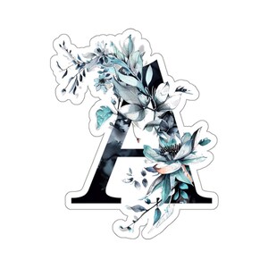 Flor de inverno carta A adesivo de vinil monograma adesivo melhor amigo presente irmandade rush laptop decalque kindle adesivo presente floral adesivo