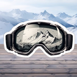 Sleek Black Ski Goggles Sticker - Compact Vinyl Decal for Laptop, Kindle, Hydroflask - Perfect for Skiiers and Snowboarders