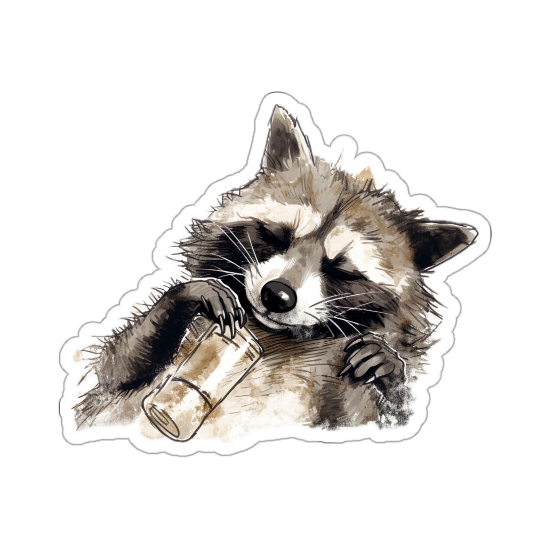 Drunk Raccoon Vinyl Sticker - Decal for Laptop, Kindle, Hydroflask ...