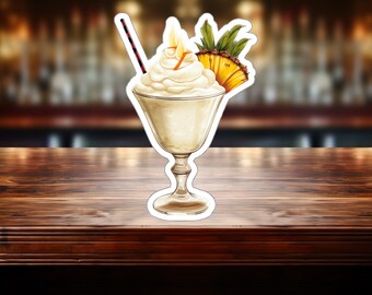 Pineapple Pina Colada Sticker - Compact Vinyl Decal for Laptop, Tablet, Water Bottle - Perfect Gift for Rum and Pineapple lovers