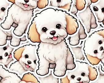 Cute White Poodle Puppy Sticker - Vinyl Decal for Laptop, Kindle, Hydroflask - Dog Moms, Dog Lovers, Poodle Stickers, Animal Stickers
