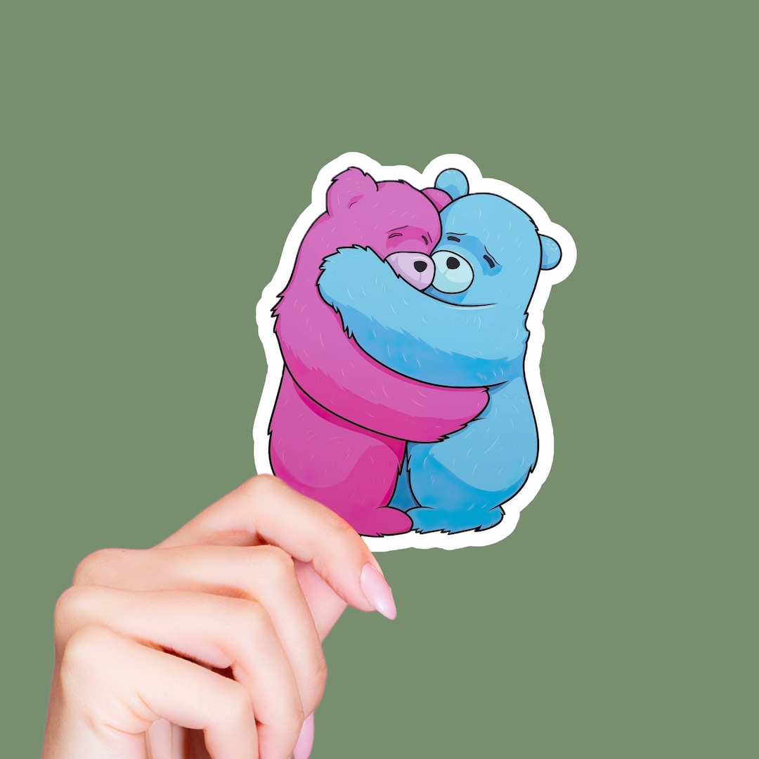 Hug Atickers Cute Bear Hug Sticker - Compact Vinyl Decal for Laptop, Kindle ...