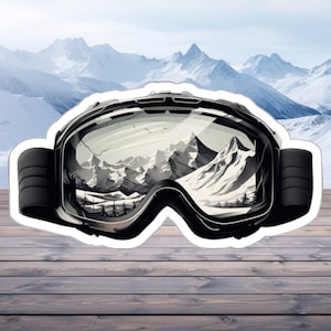 Cool Black Ski Goggles Sticker - Compact Vinyl Decal for Laptop, Kindle, Hydroflask - Perfect for Skiiers and Snowboarders