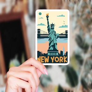 Sticker voyage New York en vinyle pour ordinateur portable, Kindle, Hydroflask - Sticker Statue de la liberté New York Big Apple