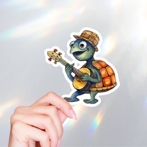 Adesivo de vinil Banjo Turtle - decalque para laptop, Kindle, Hydroflask - adesivos fofos, adesivos de animais, ideias para presentes musicais, álbum de recortes, ideias para presentes