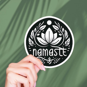 Namaste pegatina vinilo calcomanía para computadora portátil pegatina Kindle pegatinas flor de loto pegatina idea de regalo para yoguis lindas pegatinas para amantes del yoga