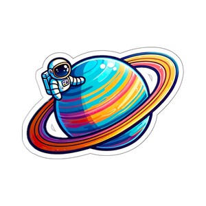 Spaceman Planet Aufkleber - Vinyl Aufkleber für Laptop, Kindle, Hydroflask - Astronaut, Weltraum, Wissenschaft Aufkleber, Schräge Aufkleber, Coole Aufkleber
