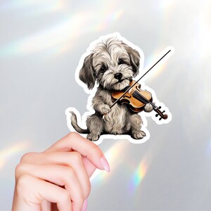 Adesivo de vinil para violino de cachorro - decalque para laptop, Kindle, Hydroflask - ideia de presente, enchimento de meia, adesivos fofos, artesanato, álbum de recortes, artesanato infantil