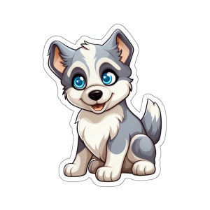 Cute Husky Puppy Sticker - Vinyl Decal for Laptop, Kindle, Hydroflask - Gift for Husky Owners, Dog Stickers, Pet Stickers, Animal Stickers