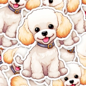 Cute Poodle Puppy Sticker - Vinyl Decal for Laptop, Kindle, Hydroflask - Crusty White Dog Sticker, Dog Moms, Dog Lovers, Poodle Pet Owners