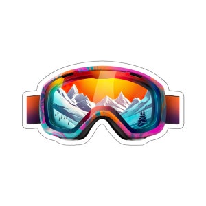 Colorful Mountains Ski Goggles Sticker - Compact Vinyl Decal for Laptop, Kindle, Hydroflask - Perfect for Skiiers and Snowboarders