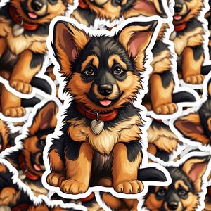 Cute German Shepherd Puppy Sticker - Vinyl Decal for Laptop, Kindle, Hydroflask - Dog Mom Gift, Dog Lovers, German Shepherd Stickers