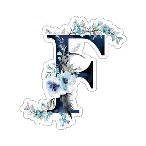 Flor de inverno letra F adesivo de vinil monograma adesivo melhor amigo presente irmandade rush laptop decalque kindle adesivo presente floral adesivo
