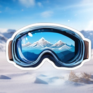 Blue Mountains Ski Goggles Sticker - Compact Vinyl Decal for Laptop, Kindle, Hydroflask - Perfect for Skiiers, Snowboarders, Multiple Sizes