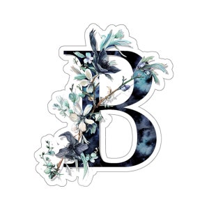 flor de invierno letra B vinilo pegatina monograma pegatina mejor amigo regalo hermandad de mujeres rush calcomanía portátil kindle pegatina regalo pegatina floral
