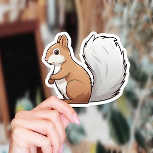 Charming Squirrel Cartoon Sticker - Compact Vinyl Decal for Laptops, Tablets, Water Bottles - Ideal Gift for Kids, Adults, Animal Enthusiast