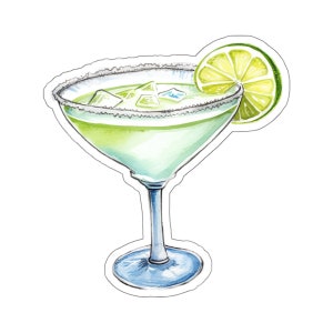 Frozen Margarita with Lime Sticker - Aufkleber für Laptop, Tablet, Wasserflasche - Margarita Liebhaber, Sommer Sticker, Cocktail Sticker