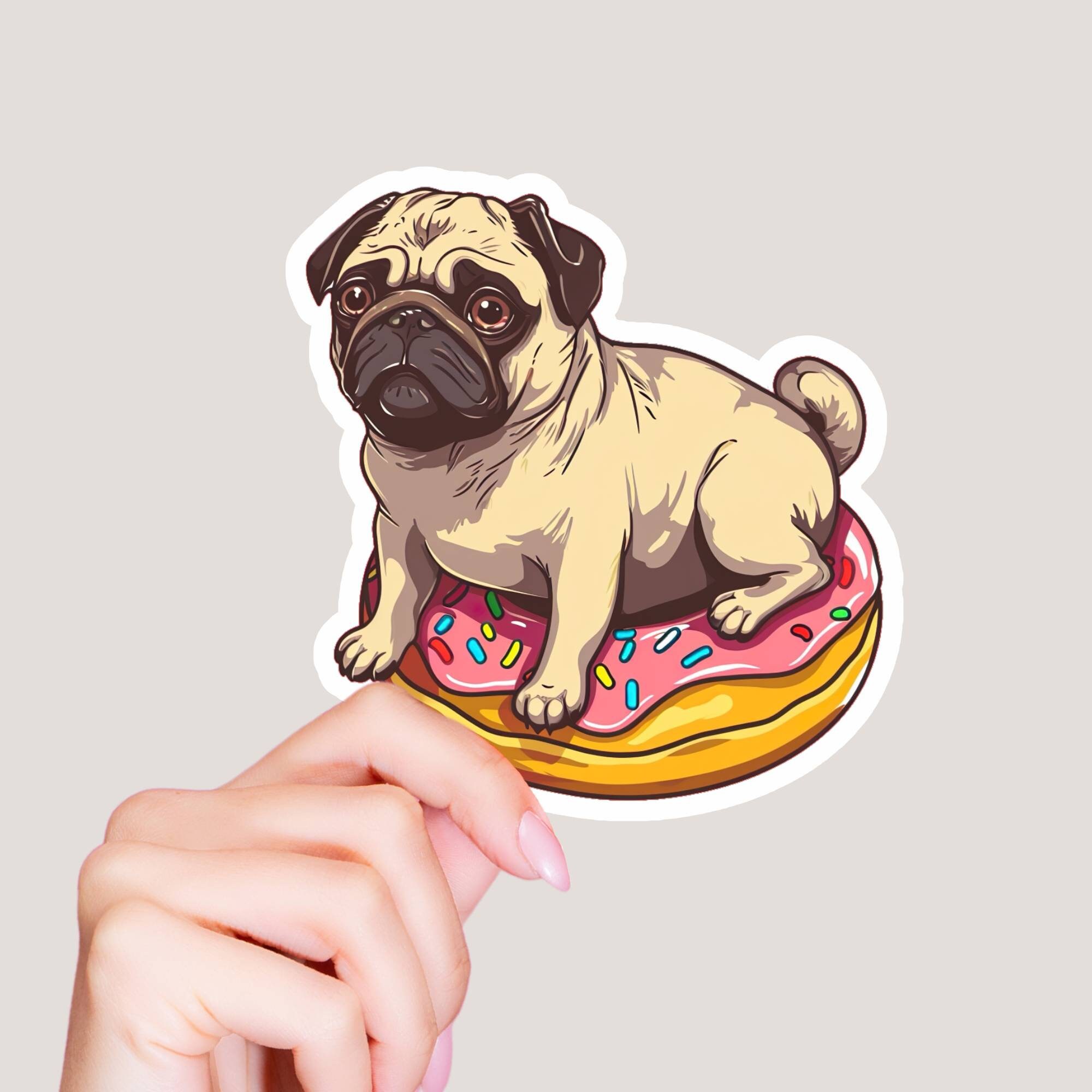 Pug Donut Dog Sticker Vinyl Decal for Laptop Sticker Kindle
