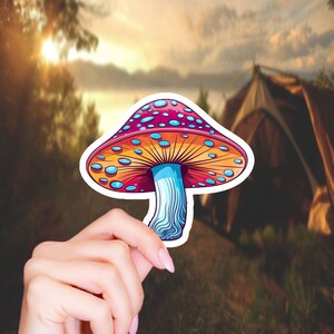 Cute Colorful Mushroom Sticker - Compact Vinyl Decal for Laptop, Kindle, Hydroflask